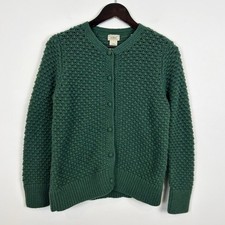 L.L. Bean Wool Angora Blend Bobble Knit Cardigan Women's Size Large in Green