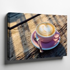 Cozy Coffee Scene Featuring A Pink Ceramic Cup Filled With Wall Art Canvas Print