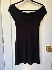Reformation Jeans Dress Womens S Small Black Off The Shoulder Tencel Ribbed Mini
