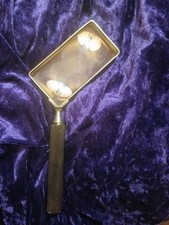 Antique Mid-Century  Rectangular Magnifying Map Reading Glass  Plated Frame Loup