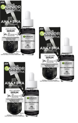 Garnier Skin Active AHA BHA Charcoal Anti Blemish Serum Pack Of 3