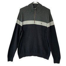 Original Penguin Gray Colorblock Sweater XL Quarter Zip Mock Neck Long Sleeve