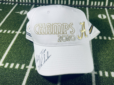 ALABAMA CRIMSON 🏈 TIDE NATIONAL CHAMPS GAME 2020 HAT SIGNED COACH NICK  SABAN