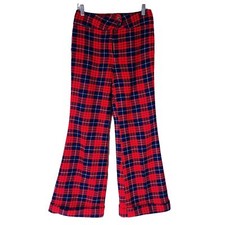 Vintage 70s Red Blue Plaid Flare Wide Leg Pant Size 9/10