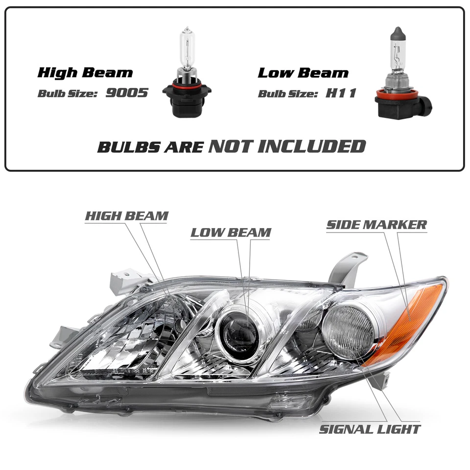 Par de faros esquineros ámbar proyectores cromados para Toyota Camry 2007 2008 2009 Foto 3 de 4