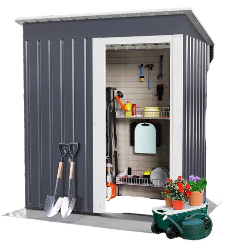 Garden Storage Shed Metal Outdoor Box Outdoor Backyard Bike Tool 5ftx3ft Grey - Picture 23 of 45