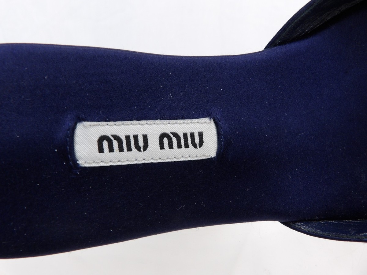 MIU MIU PRADA 5XX074 BALTIC BLUE SATIN PVC CRYSTAL JEWELED