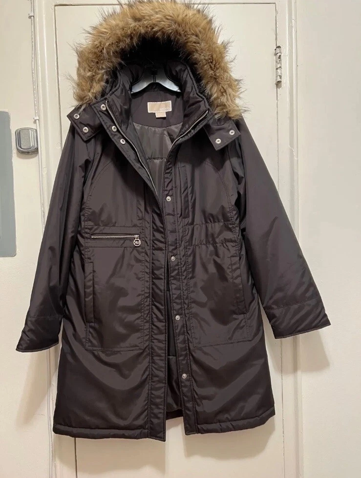 GIACCA CAPPOTTO DONNA MICHAEL KORS MARRONE CON CAPPUCCIO TAGLIA M M