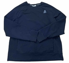 Reebok Mens Crewneck Sweatshirt Pockets Gym Training Black size Large