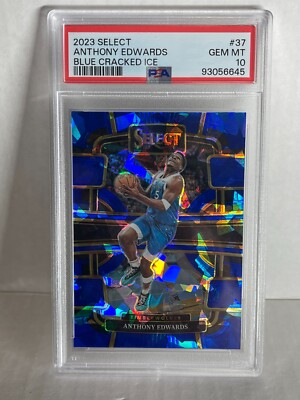 2023 Select ANTHONY EDWARDS Concourse Blue Cracked Ice PRIZM  PSA 10