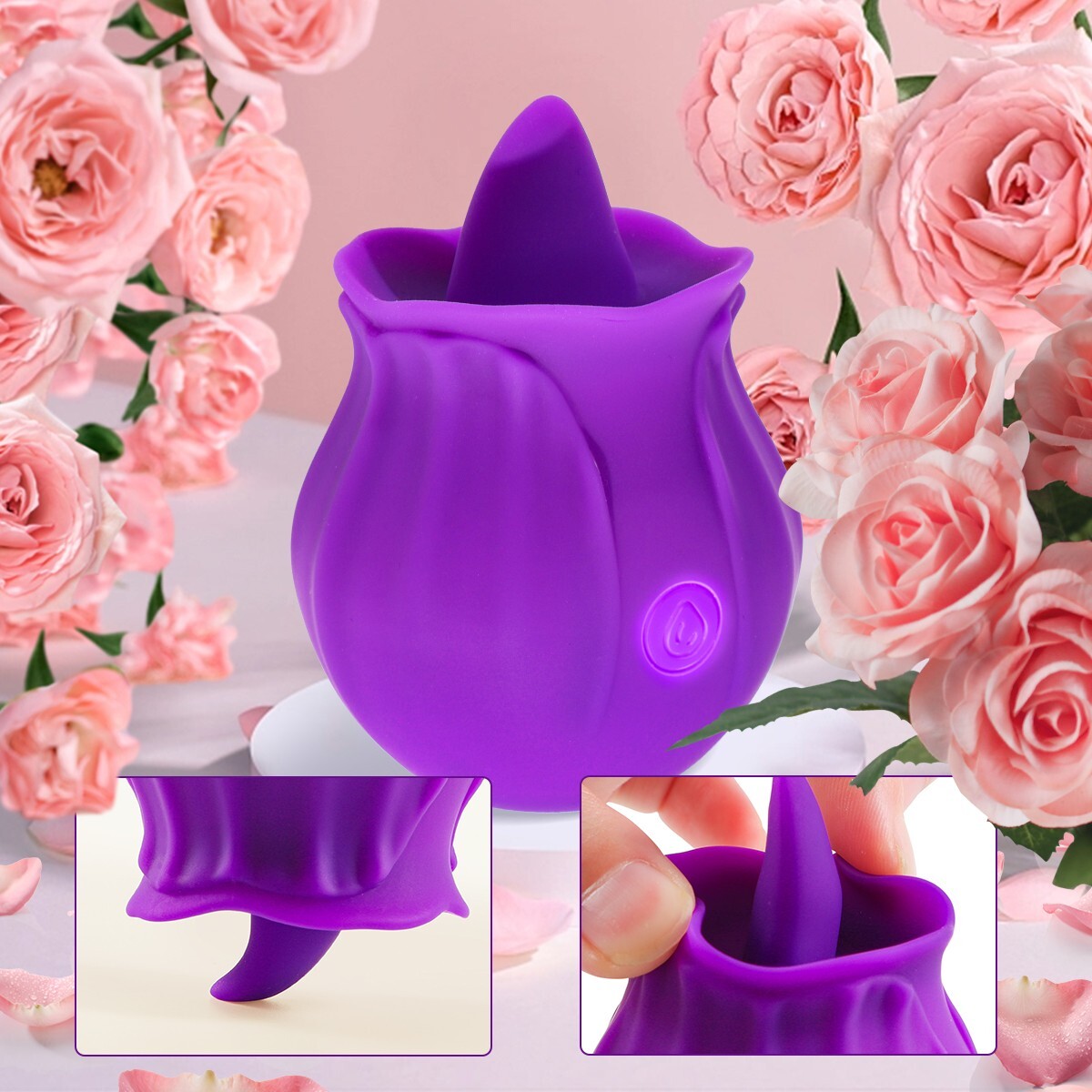 Purple Rose Vibrator Clit Nipple Licking G-Spot Dildo Oral Adult Sex Toys  Women