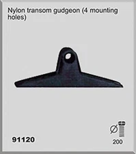 NAUTOS 91120 - LASER PART -  2 PLASTIC RUDDER GUDGEON - NYLON - 4 MOUNTING HOLES