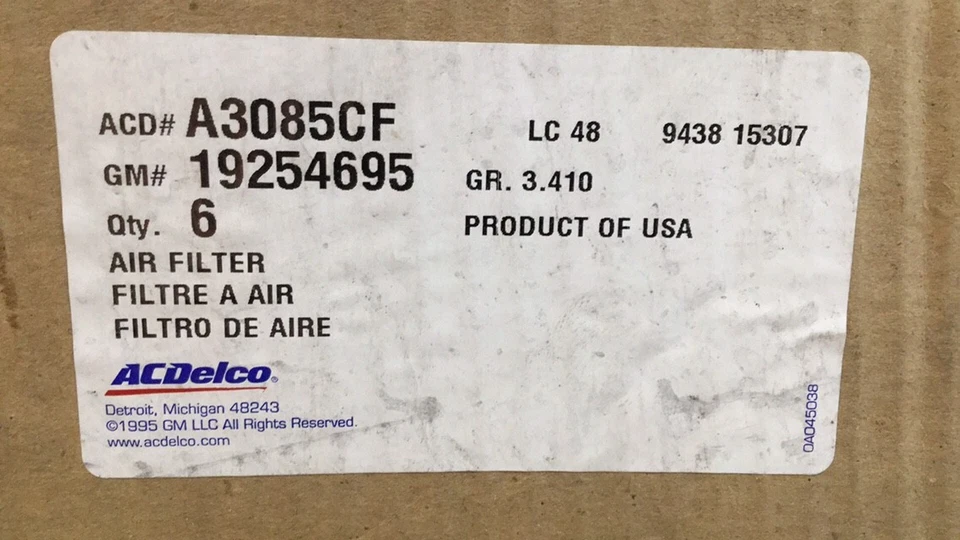 ACDelco A3085CF Engine Air Filter GM 19254695 - Image 2 of 4
