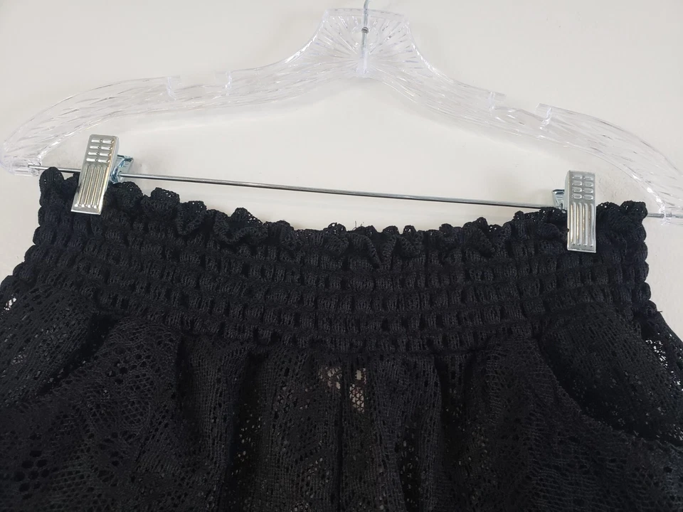 (Ma) Pantalones Cortos Y2K OP Crochet Encaje Mujer Junior Talla L Negro Transparente Natación Encubrimiento Foto 2 de 4
