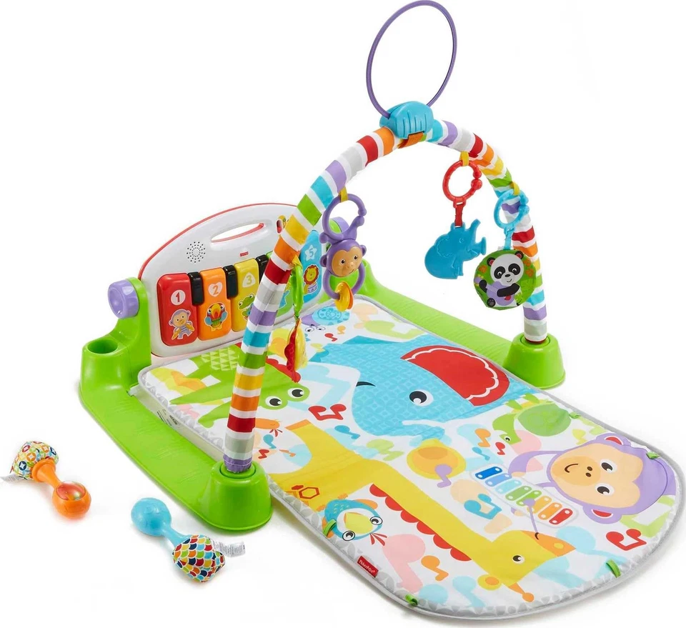 Fisher-Price Alfombra de Juego Bebé Deluxe Kick & Play Piano Gimnasio, Verde Musical Aprendizaje T Foto 3 de 4