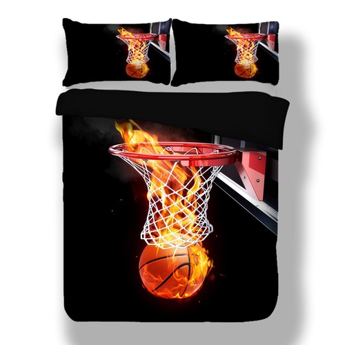 Fire Basketball Quilt Duvet Doona Cover Set Single/Double/Queen/King