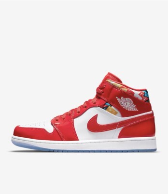 ? Nike Barcelona Sweater Men Size 11 Red & White Air Jordan 1 High Top Sneakers Jordan 1 SE Mid Barcelona Sweater | eBay main image 2