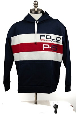 Polo Ralph Lauren Men's Big & Tall Pullover Hoodie Red White