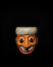 4" Authentic Handcrafted Sri Lankan Traditional Wooden Wall Mask Unique Artisan