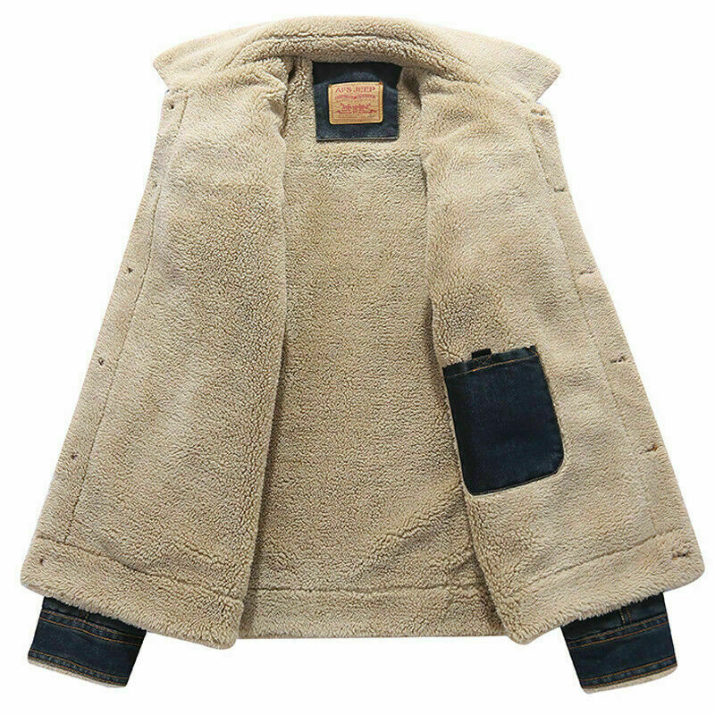 ALTRA Abbigliamento Uomo Abbigliamento Inverno Cowboy Denim Foderato Pile Caldo Casual Cappotto Vintage