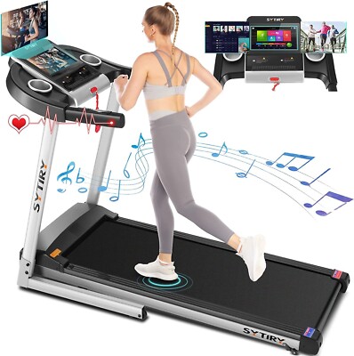 Treadmill with 10'' HD TV Movie Touchscreen and 3D Virtual Sports Scene,Treadmill