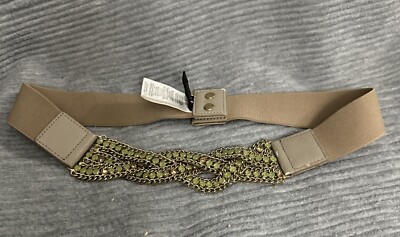 BCBGMaxazria Braided Gold Chain Stone Stretch Waist Belt  display picture 1