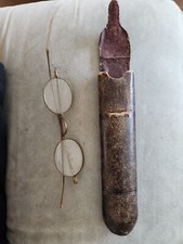 Eye Glasses With Leather Case Antique Vintage