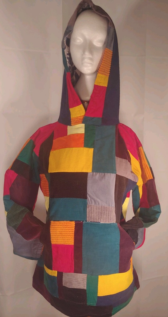 Handmade Patchwork Unisex Small Rainbow Corduroy Festival Jacket