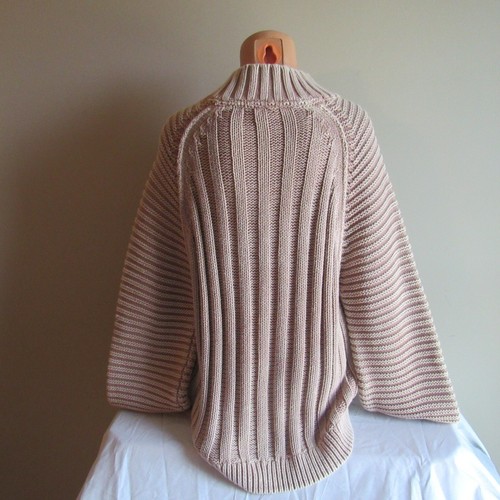 Free People Cotton Mock Neck High Low Hem Sweater Top Shirt Sand Castle L NWT - 第 4/4 張圖片