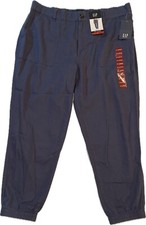 NWT GAP Womens Jogger Pants Midrise Elastic Back Button Zip Front Blue Indigo XL