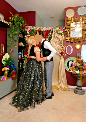 Elegant Black Celestial Ballroom Dress for Wedding or Prom | eBay