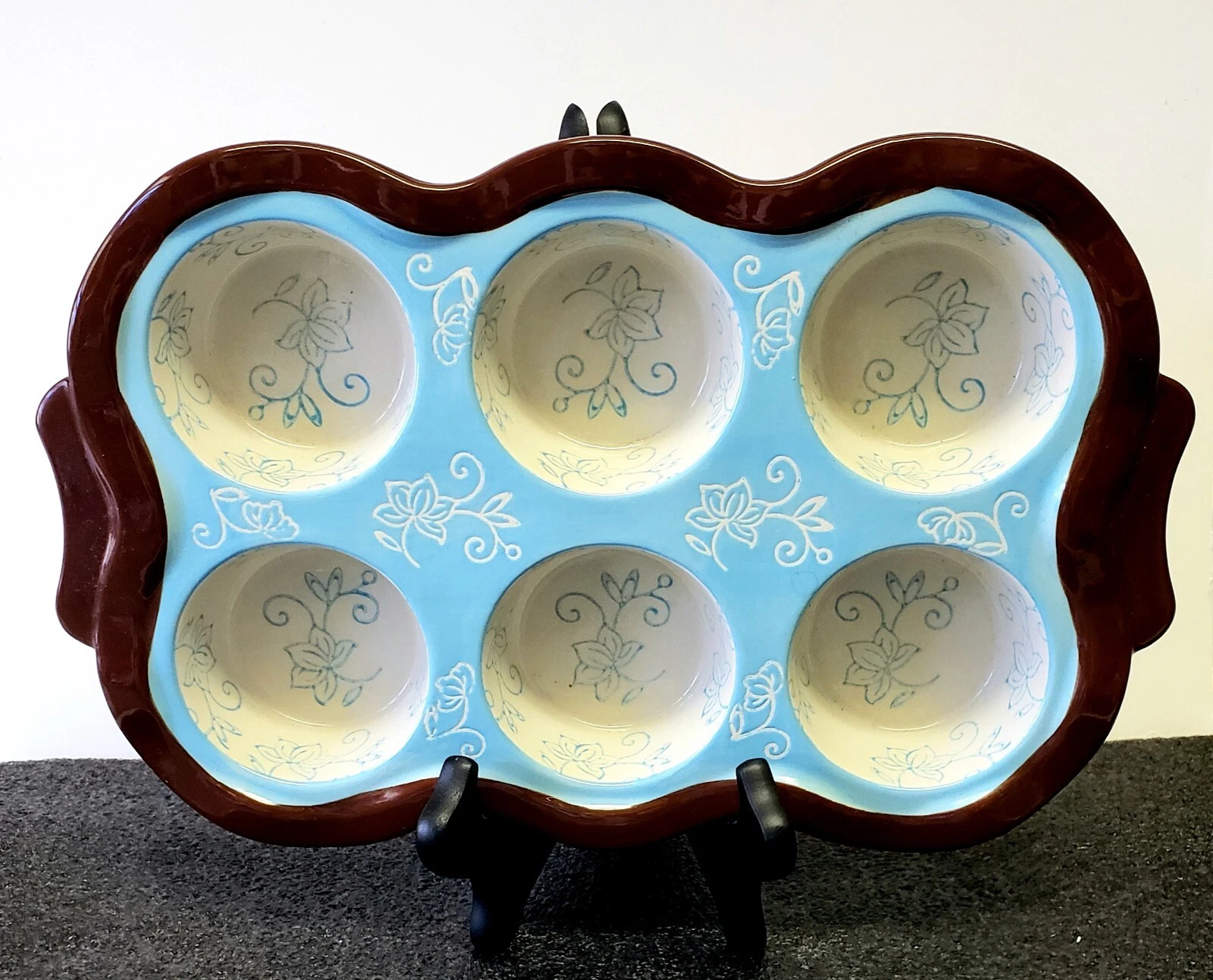 Temptations By Tara Muffin Baking Pan Dish Floral Lace For 6 Muffins