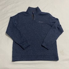 Eddie Bauer Sweatshirt Men  s Navy Blue Long Sleeve 1/4 Button Pullover Comfy