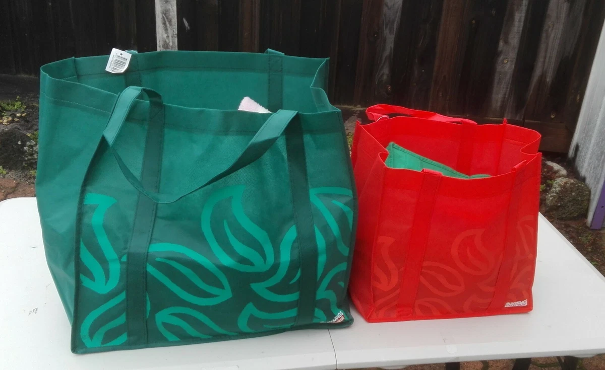 BUNNINGS WAREHOUSE 2X SHOPPING BAGS GREEN RED BIG SMALL REUSABLE