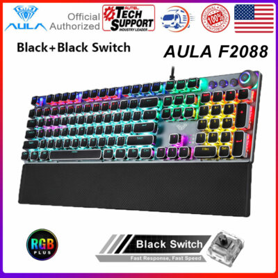 Gaming Keyboard Square RGB Backlight Glowing Keycaps Backlit Wired Anti-ghosting