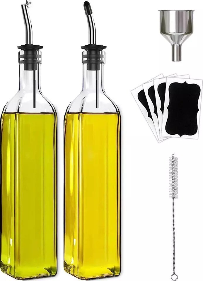 Olive Oil Dispenser Bottle, 2 Pcs Glass Olive Oil Dispenser And Vinegar Set With