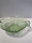 Lancaster Glass Co. Debra Vaseline Uranium Green Depression Glass Bowl - 1933