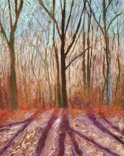 Original Signed Pastel Painting Landscape Ethereal Forest