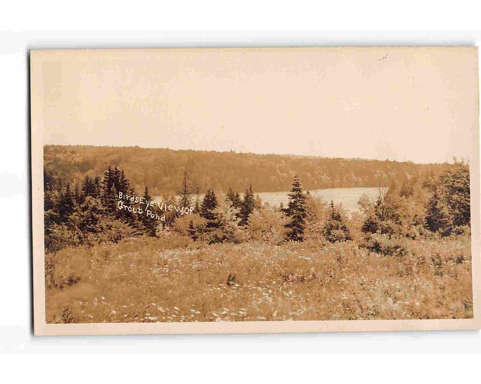 ST1271 GROUT POND WEST WARDSBORO VT (1920's KRUXO photo/RPPC/postcard