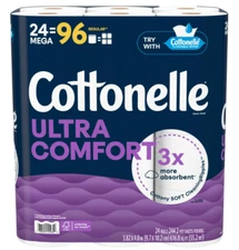 Cottonelle Ultra Comfort Toilet Paper, Soft Toilet Tissue, 24 Mega Rolls