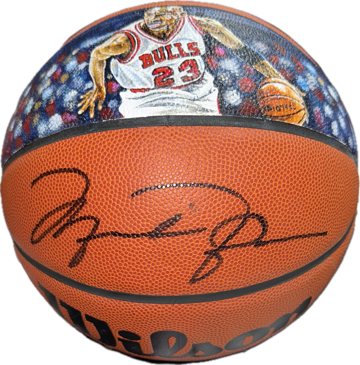 Michael Jordan サイン入り野球ボール Michael Jordan Signed Hand Painted Wilson Basketball Beckett Upper