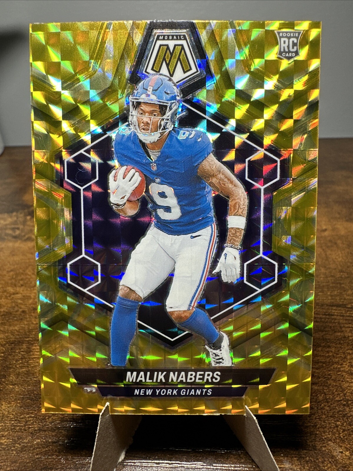 Malik Nabers - 2024 Panini Mosaic - Yellow Reactive Prizm - Rookie Card #306