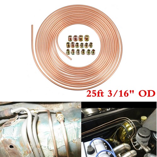 25ft 3/8" Brake Line Tubing - Universal Copper-Plated Line For Car Brake & Fuel Systems