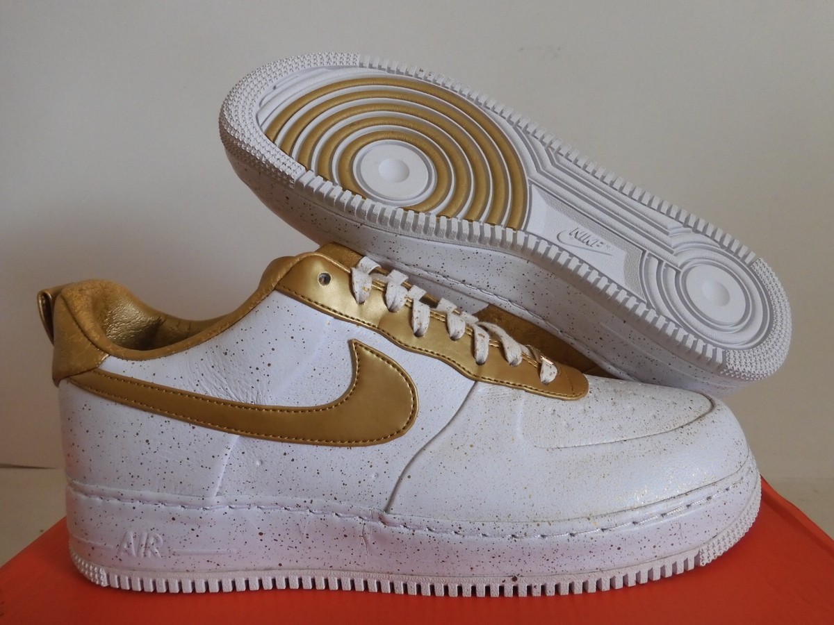 NIKE AIR FORCE 1 LOW SUPREME 1/0 TZ WHITE-METALLIC GOLD SZ 12 