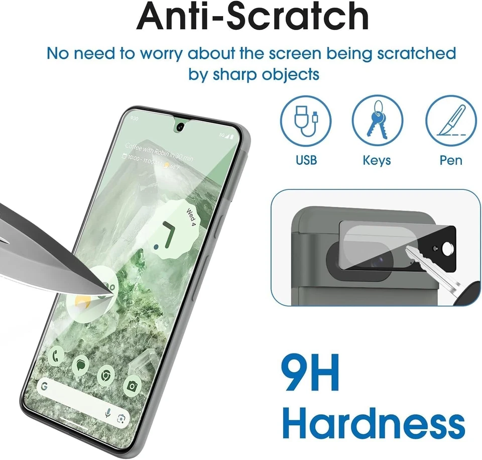 amFilm 3+1 Pack for Google Pixel 8 Screen Protector Tempered Glass - Image 4 of 4