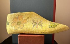 Vintage 1970s reworked painted folk art wooden cobbler shoe form home decor