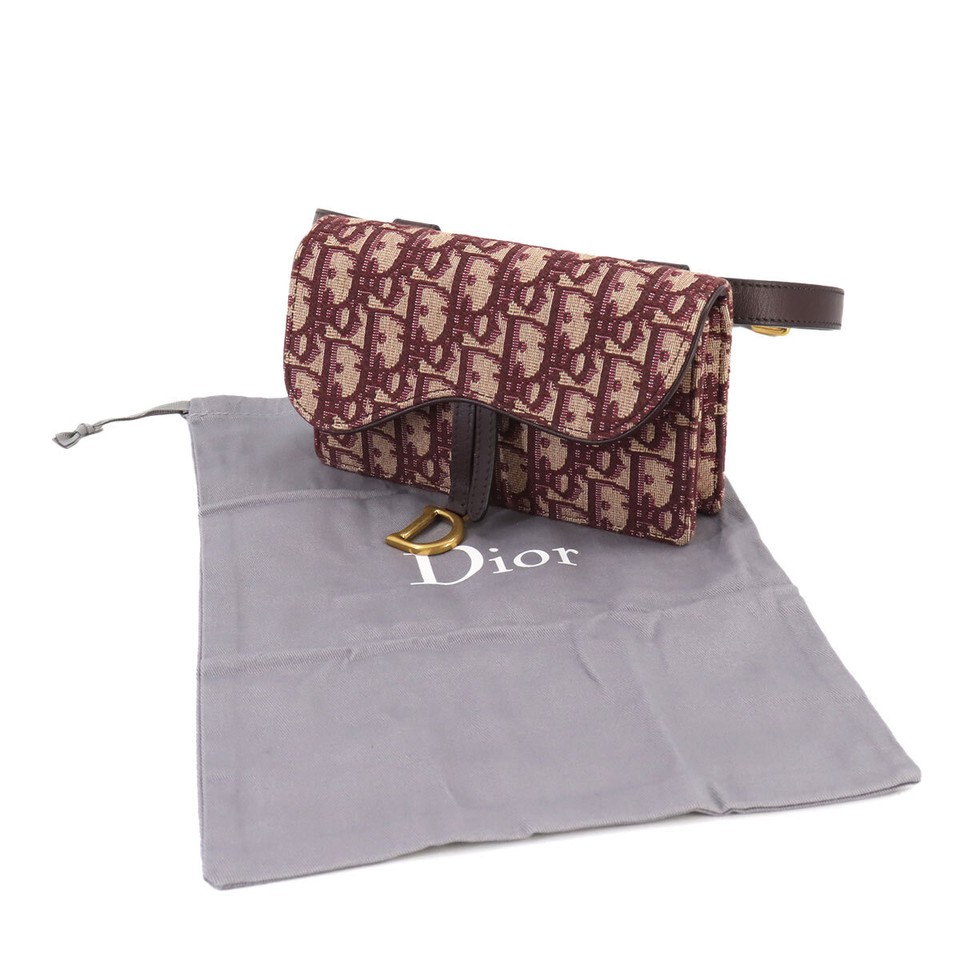 Christian Dior Oblique Saddle Belt Pouch Waist Bag Canvas Leather