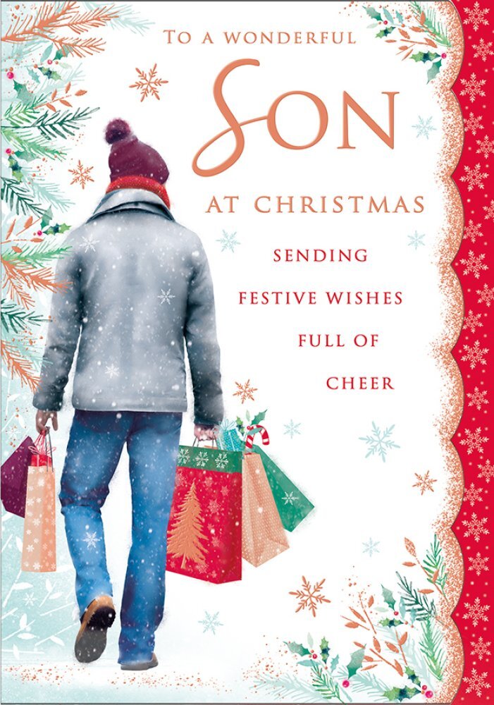 Christmas Card Son - Foil & Glitter Finish - Regal