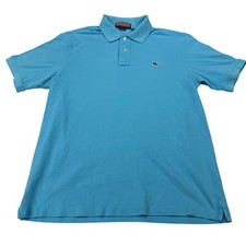 Vineyard Vines Polo Shirt Mens Medium Blue Solid Whale Logo Cotton Casual