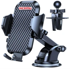 Military-Grade Phone Mount for Car [95+LBS Suction] Dashboard/Windshield/Vent